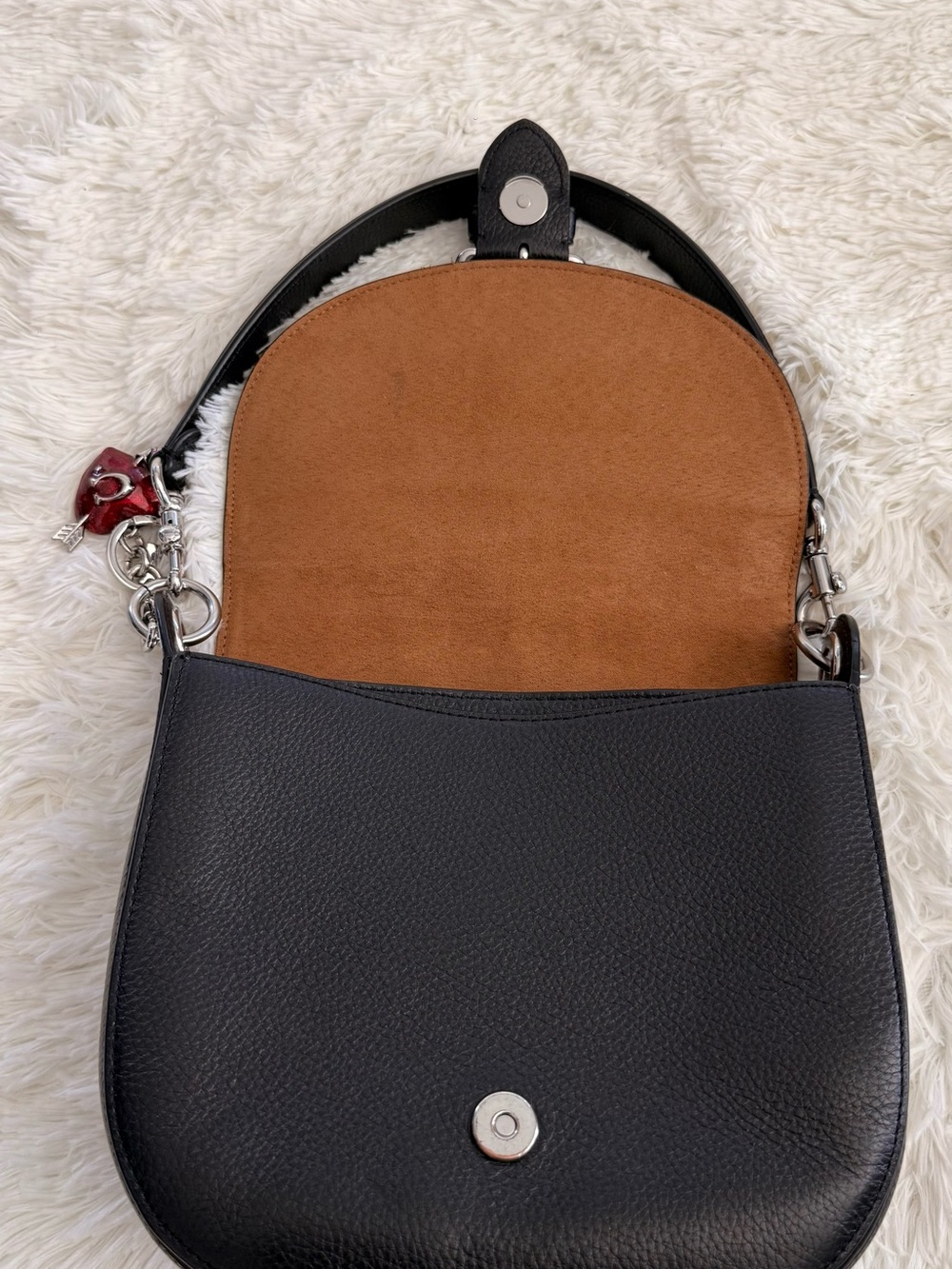 Coach Black Pebbled Leather Buckle Shoulder Bag - Picture 3 of 5